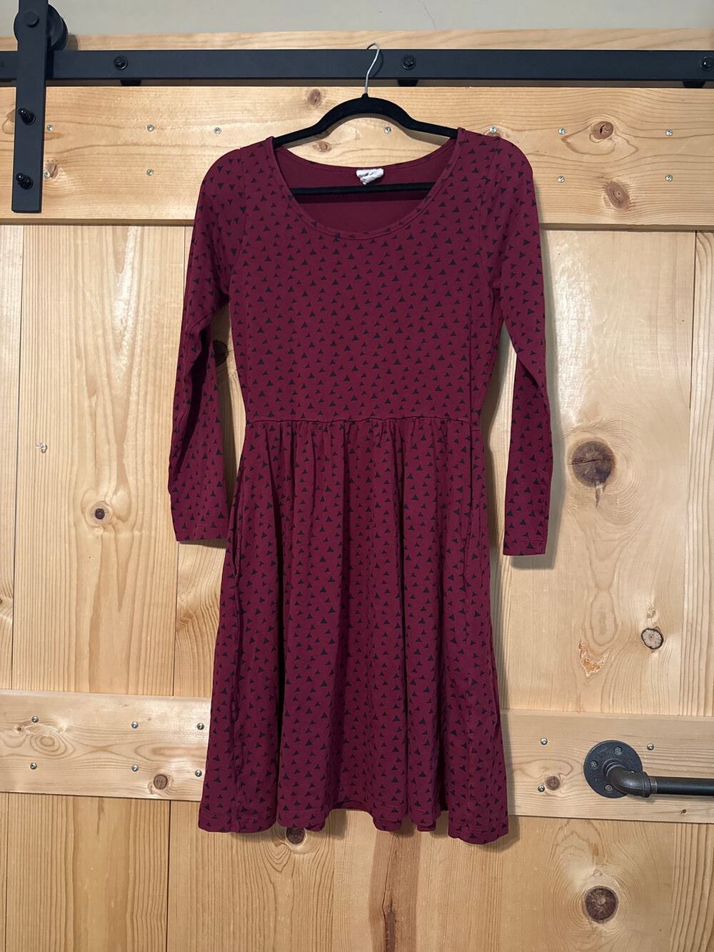 Mata Traders Burgundy Black Patterned Dress Size M